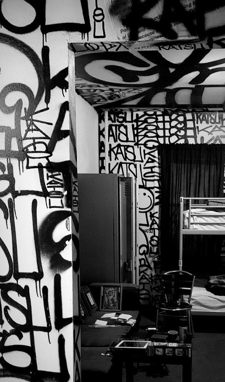 Graffiti-covered interior