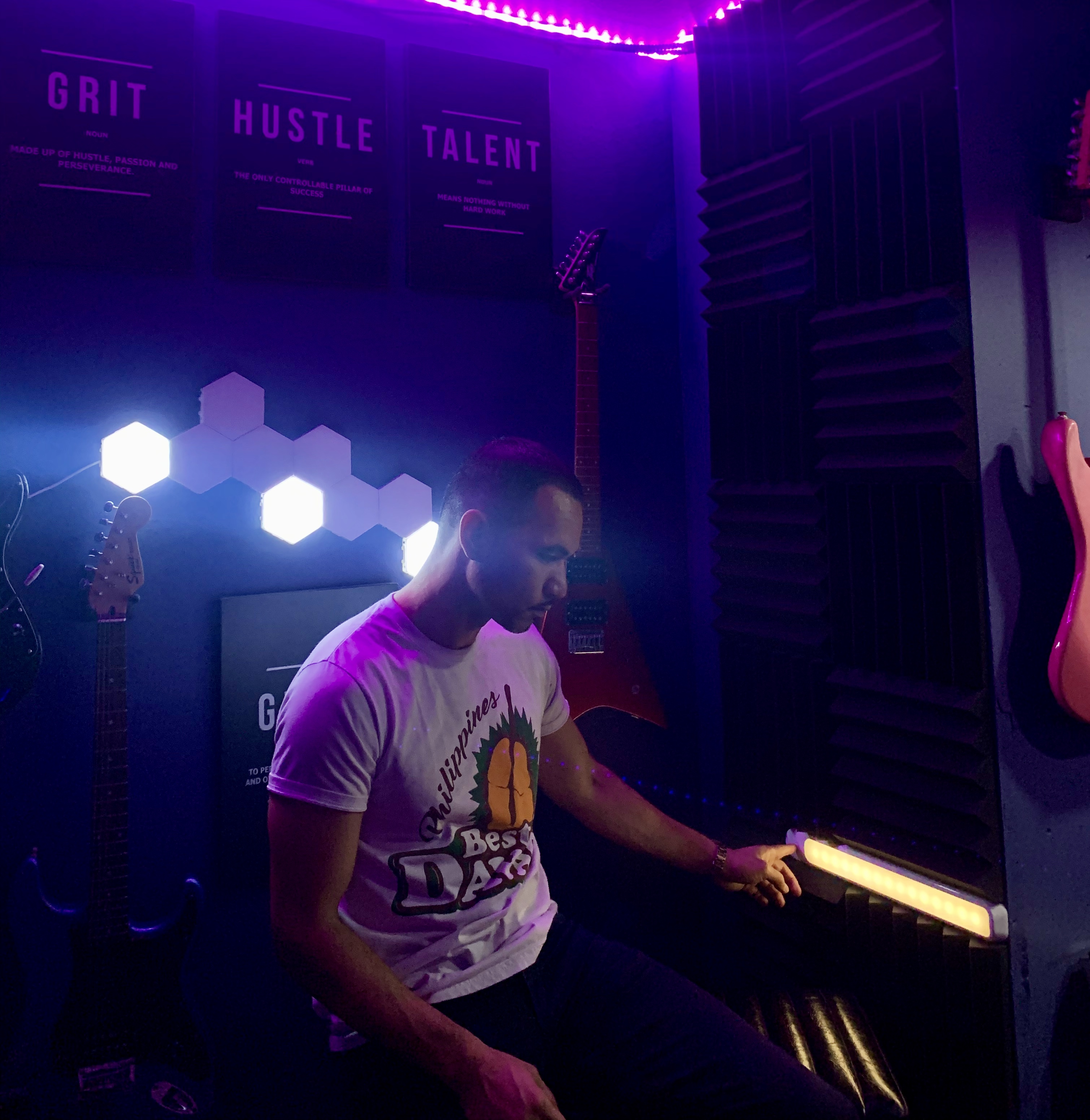Working in the recording studio